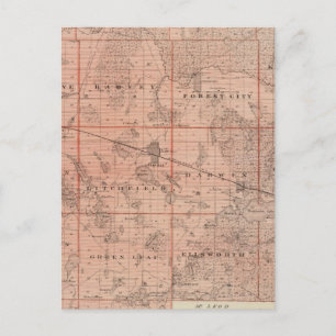 Map of Meeker County, Minnesota Postcard