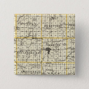 Map of Mercer County, Rock Island and Plano 2 Inch Square Button
