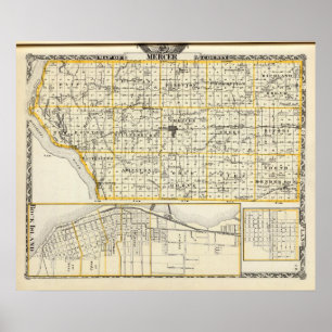Map of Mercer County, Rock Island and Plano Poster