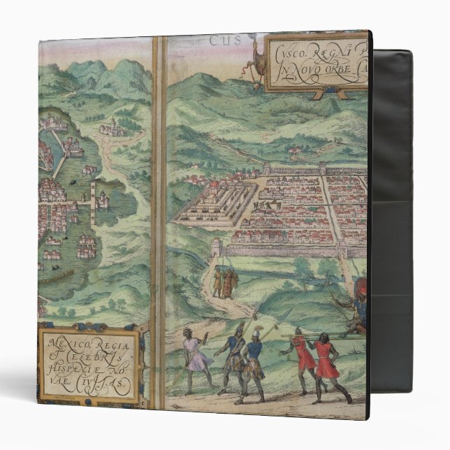 Map of Mexico and Cuzco, from 'Civitates Orbis Ter Binder (Front/Inside)