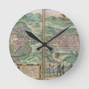 Map of Mexico and Cuzco, from 'Civitates Orbis Ter Round Clock
