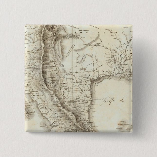 Map of Mexico and neighbouring countries 2 Inch Square Button (Front)