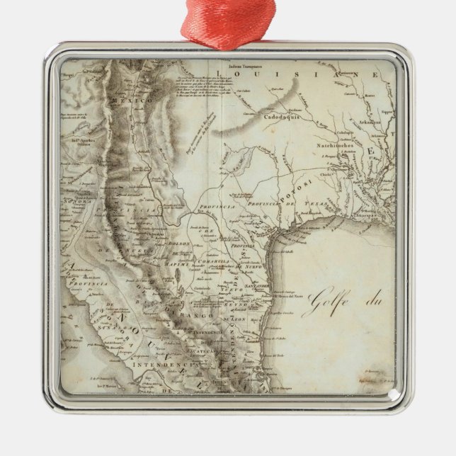 Map of Mexico and neighbouring countries Metal Ornament (Front)