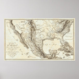 Map of Mexico and neighbouring countries Poster