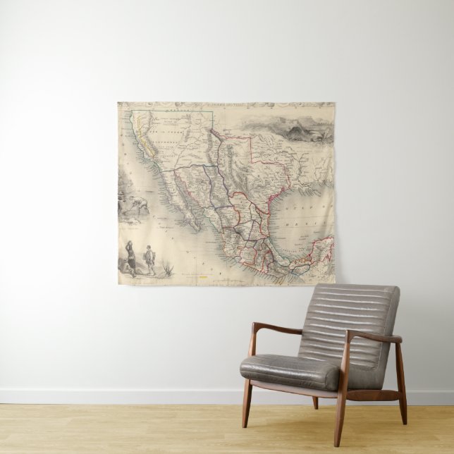 Map of Mexico, California and Texas Tapestry (In Situ (Horizontal))