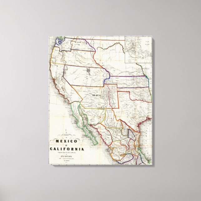 Map Of Mexico & California Canvas Print (Front)