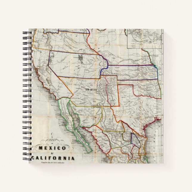 Map Of Mexico & California Notebook (Front)