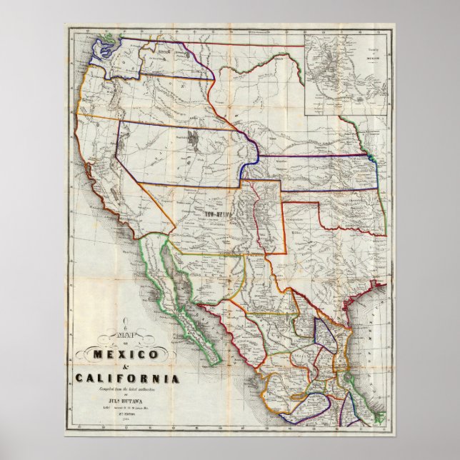 Map Of Mexico & California Poster (Front)