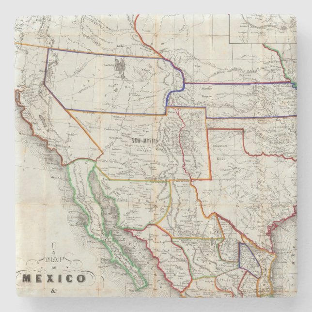Map Of Mexico & California Stone Coaster (Front)