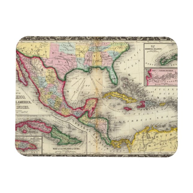 Map Of Mexico, Central America Magnet (Horizontal)