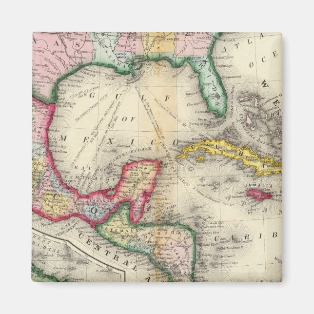 Map Of Mexico, Central America Magnet (Front)