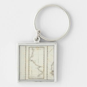 Map of Mexico City to Santa Fe New Mexico Keychain