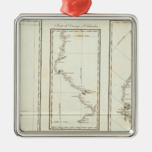 Map of Mexico City to Santa Fe New Mexico Metal Ornament