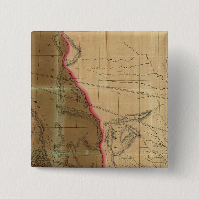 Map of Mexico Showing the Seat of War 2 Inch Square Button (Front)