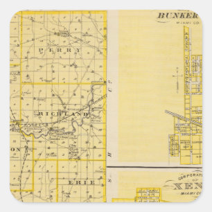 Map of Miami County Square Sticker