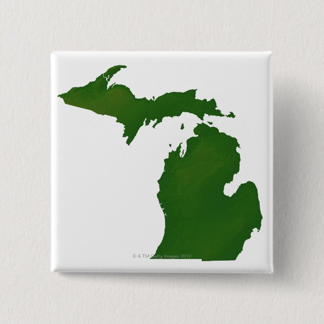 Map of Michigan 2 Inch Square Button (Front)