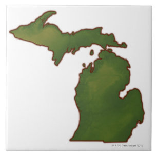Map of Michigan 4 Tile