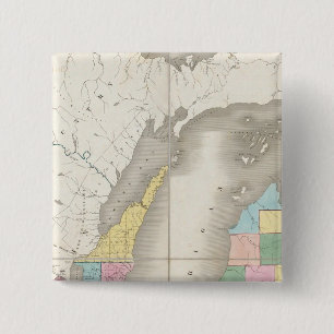 Map of Michigan & Part Of Wisconsin Territory 2 Inch Square Button