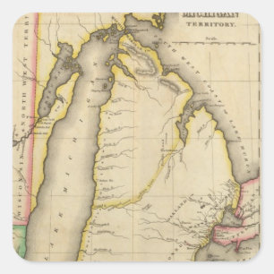Map Of Michigan Territory Square Sticker
