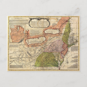 Map of Middle British Colonies in America 1771 Postcard