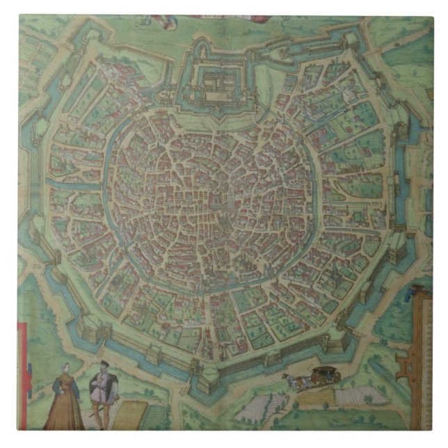 Map of Milan, from 'Civitates Orbis Terrarum' by G Tile (Front)