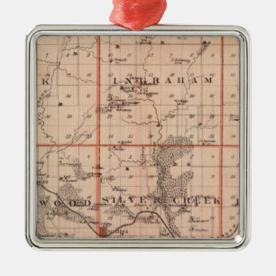 Map of Mills County, State of Iowa Metal Ornament