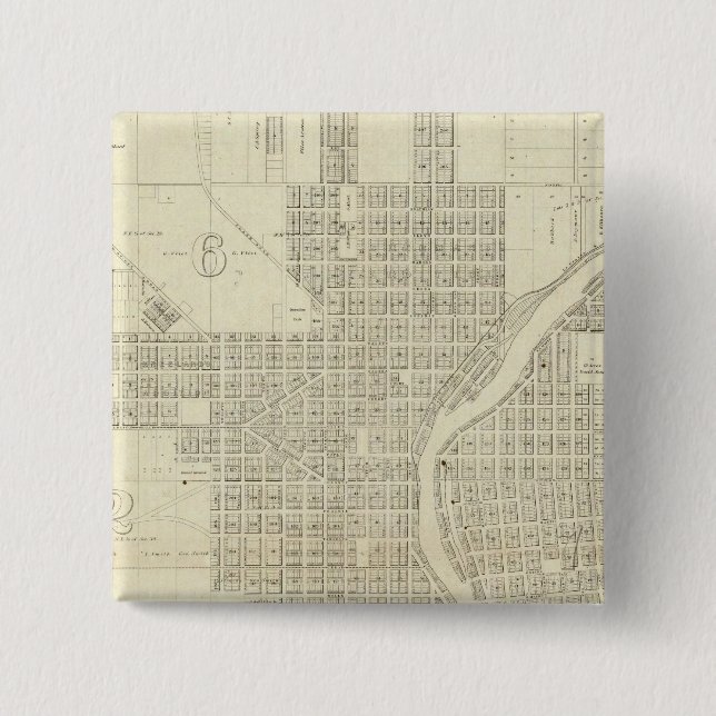 Map of Milwaukee 2 Inch Square Button (Front)