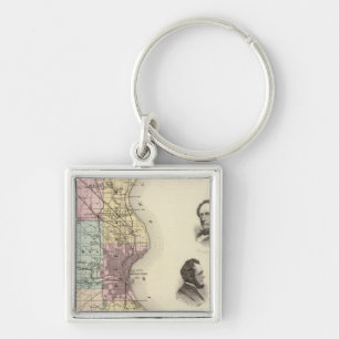 Map of Milwaukee County, State of Wisconsin Keychain