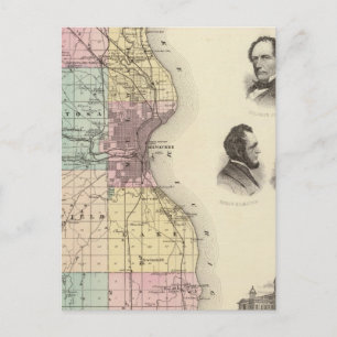 Map of Milwaukee County, State of Wisconsin Postcard