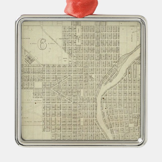 Map of Milwaukee Metal Ornament (Front)