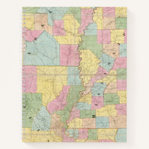 Map of Mississippi, Louisiana & Arkansas Notebook
