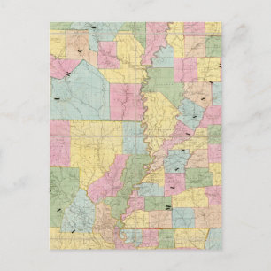 Map of Mississippi, Louisiana & Arkansas Postcard