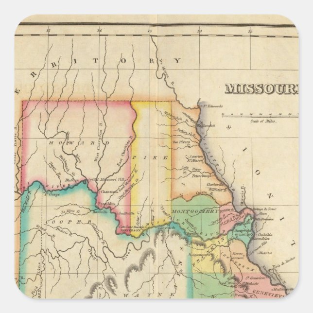 Map Of Missouri Square Sticker (Front)