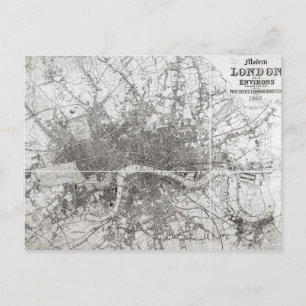 Map of Modern London and its Environs, 1854 Postcard
