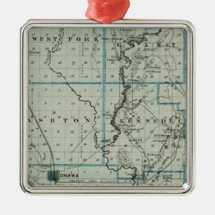 Map of Monona County, State of Iowa 2 Metal Ornament