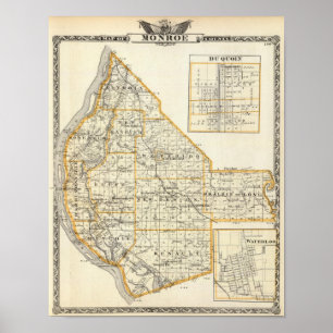 Map of Monroe County, DuQuoin and Waterloo Poster