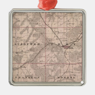 Map of Monroe County, State of Iowa Metal Ornament