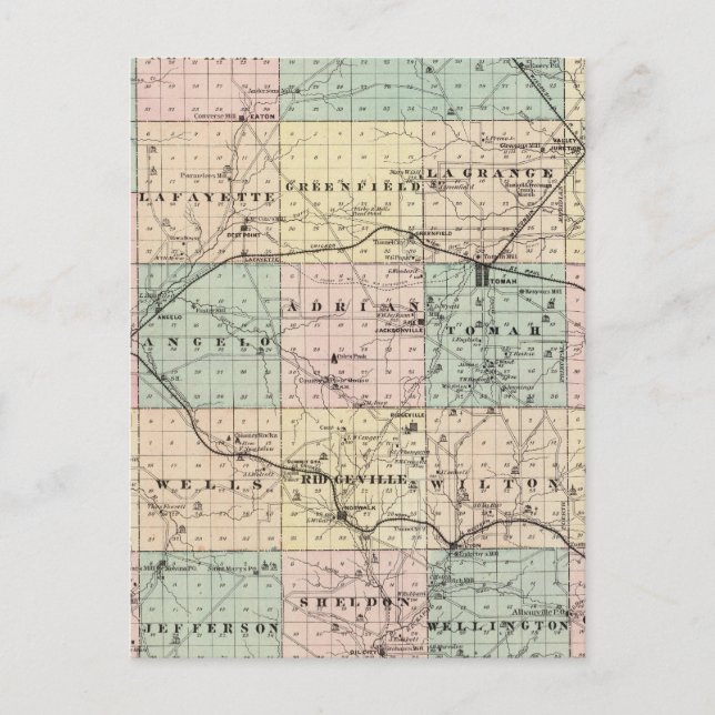 Map of Monroe County, State of Wisconsin Postcard (Front)