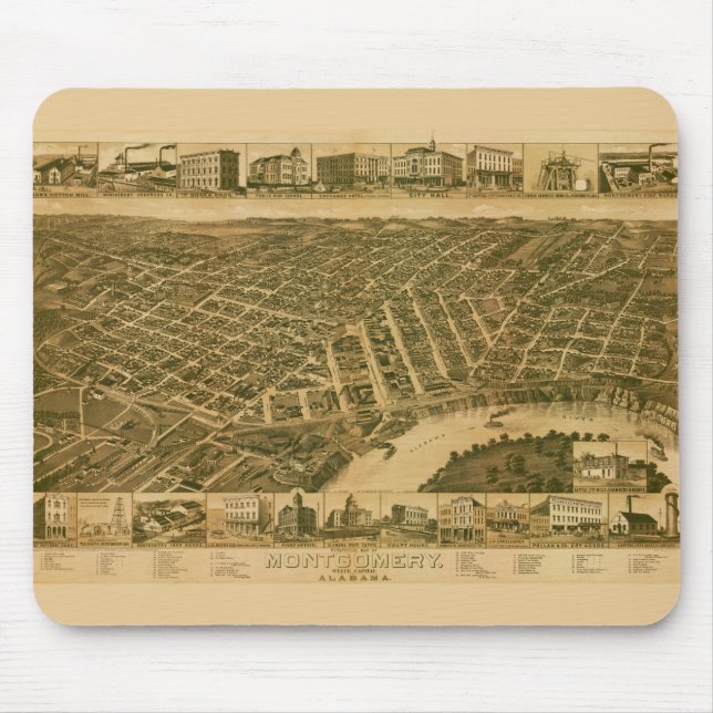 Map of Montgomery, Capital of Alabama (1887) Mouse Pad (Front)
