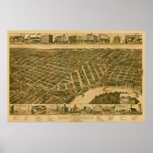 Map of Montgomery, Capital of Alabama (1887) Poster