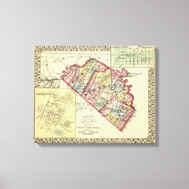 Map of Morgan, Berkeley, and Jefferson counties Canvas Print (Front)