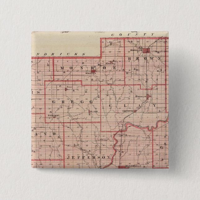 Map of Morgan County with Mooresville 2 Inch Square Button (Front)