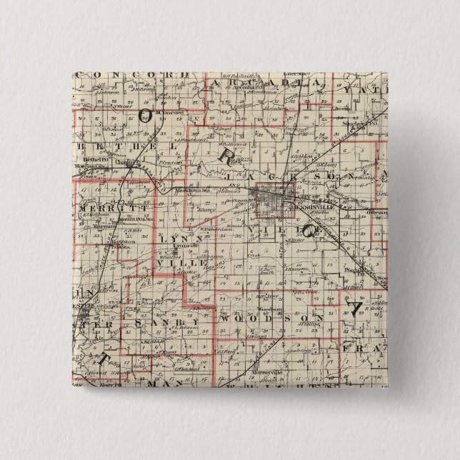 Map of Morgan & Scott counties 2 Inch Square Button (Front)