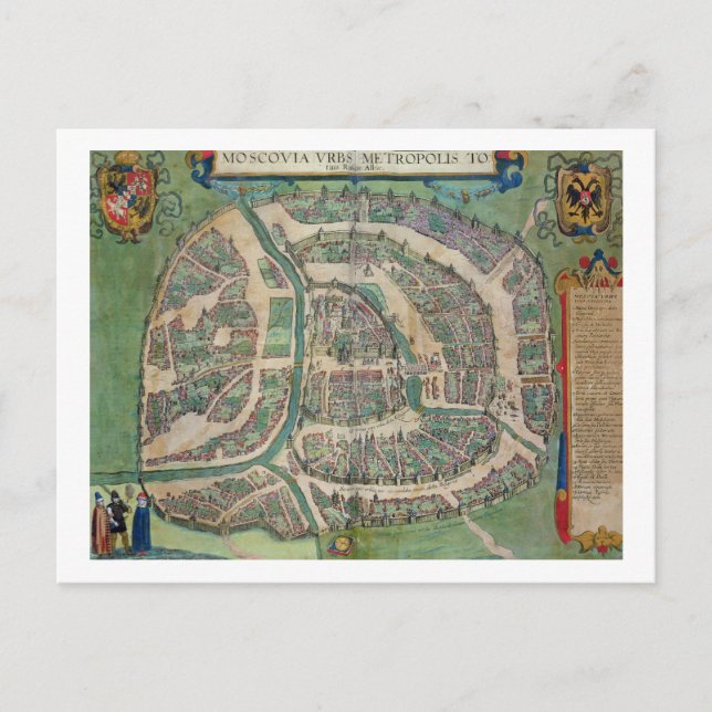 Map of Moscow, from 'Civitates Orbis Terrarum' by Postcard (Front)