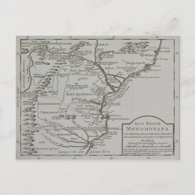 Map of Mozambique, Africa Postcard (Front)