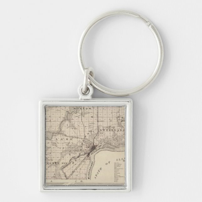 Map of Muscatine County Keychain (Front)