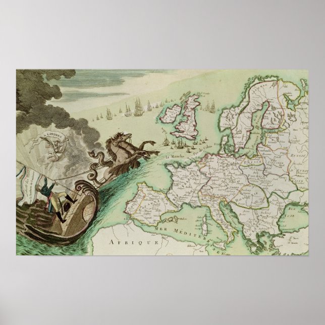 Map of Naval Attack on England by Napoleon Poster (Front)