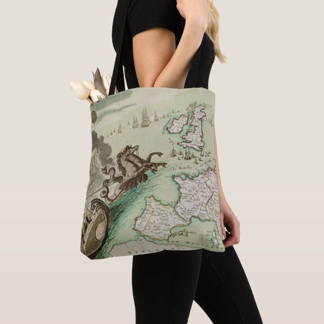 Map of Naval Attack on England by Napoleon Tote Bag (Close Up)