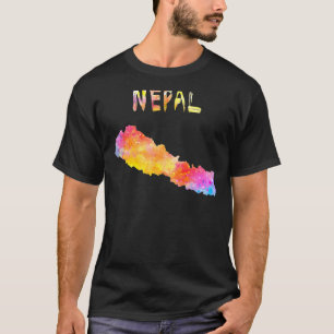 Map of Nepal  Nepali Colourful map  Watercolor ill T-Shirt