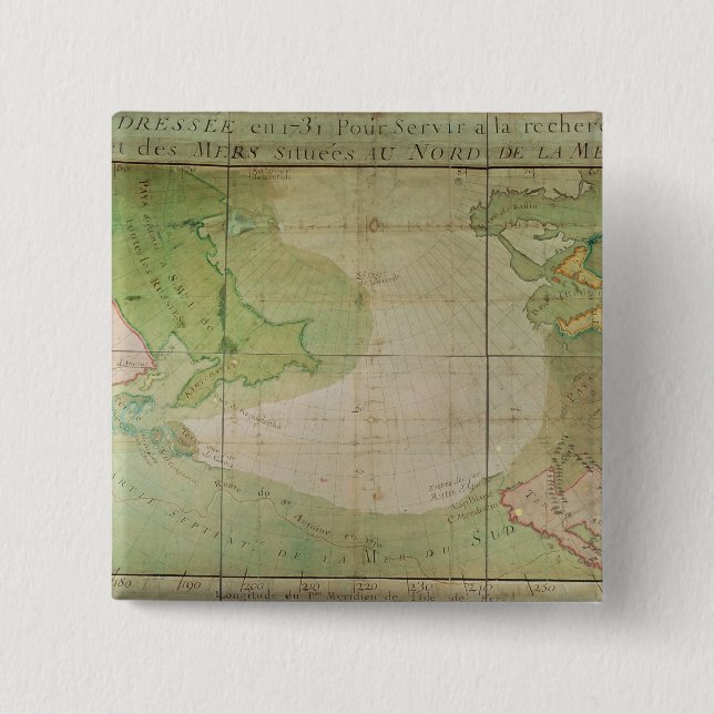 Map of New Discoveries 2 Inch Square Button (Front)